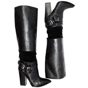 Black Leather Knee-High Boots